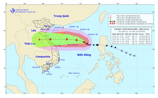 Bão số 8 mạnh thêm cách quần đảo Hoàng Sa 360km