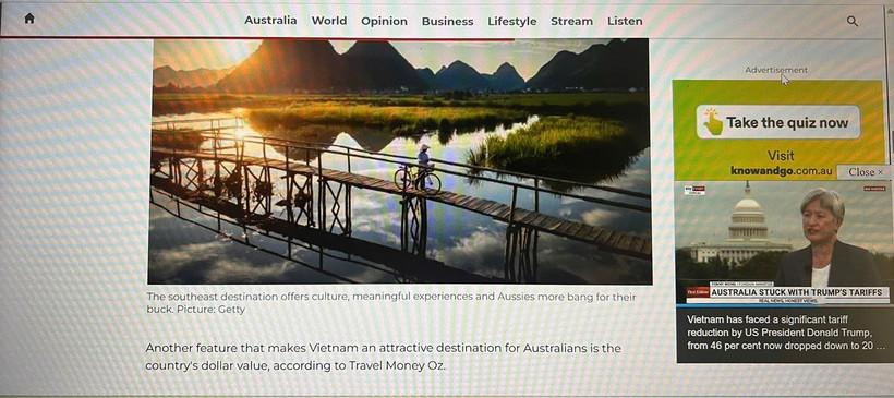 Việt Nam là điểm được ưa thích hàng đầu của du khách Australia