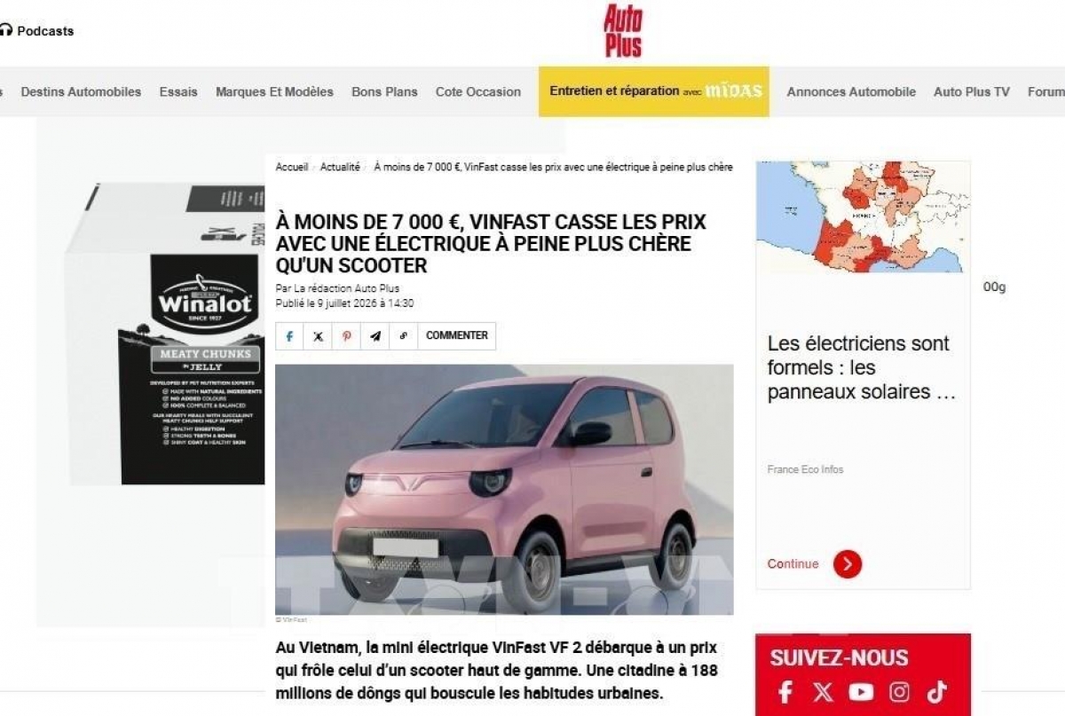 Xe điện Việt Nam gây chú ý trên báo Pháp